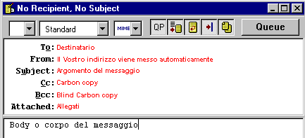 La finestra che vi si aprir&agrave; ogni qualvolta vorrete compilare un nuovo messaggio
